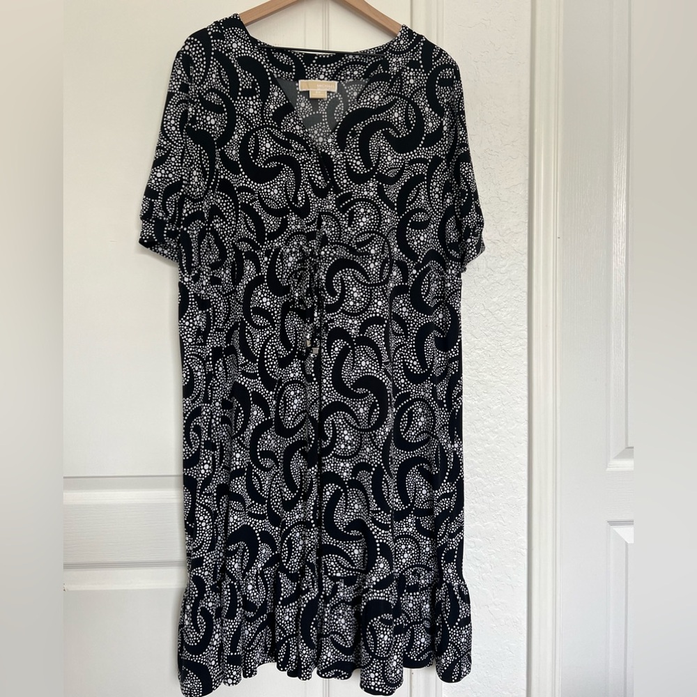 Michael Kors Drawstring Waist Short-Sleeve Mini Dress | 2X